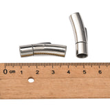 Tarnish Resistant 304 Stainless Steel Bayonet Clasps, Column, Stainless Steel Color, 30x9x8mm, Hole: 6mm, 10Set/Set