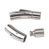 Tarnish Resistant 304 Stainless Steel Bayonet Clasps, Column, Stainless Steel Color, 30x9x8mm, Hole: 6mm, 10Set/Set