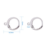 304 Stainless Steel Leverback Earring Findings, with Loop, Stainless Steel Color, 14.5x12x2mm, Hole: 1mm, 100pcs/Set