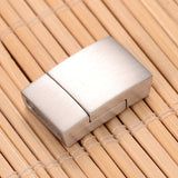 Tarnish Resistant Mixed Smooth & Matte 304 Stainless Steel Rectangle Magnetic Clasps with Glue-in Ends, Stainless Steel Color, 20x12x5mm, Hole: 3x10mm, 5Set/Set