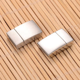 Tarnish Resistant Mixed Smooth & Matte 304 Stainless Steel Rectangle Magnetic Clasps with Glue-in Ends, Stainless Steel Color, 20x12x5mm, Hole: 3x10mm, 5Set/Set