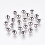 Round 304 Stainless Steel Spacer Beads, Stainless Steel Color, 6mm, Hole: 2mm, 200pcs/Set