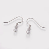 Tarnish Resistant 316 Surgical Stainless Steel Earring Hooks, Ear Wire, with Horizontal Loop, Stainless Steel Color, 20x21x3mm, Hole: 2mm, Pin:0.7mm, 500pc/Set