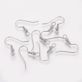 Tarnish Resistant 316 Surgical Stainless Steel Earring Hooks, Ear Wire, with Horizontal Loop, Stainless Steel Color, 20x21x3mm, Hole: 2mm, Pin:0.7mm, 500pc/Set