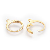 304 Stainless Steel Leverback Earring Findings, with Loop, Real 24K Gold Plated, 14.5x12.5x2mm, Hole: 1.2mm, 100pc/Set