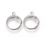 304 Stainless Steel Leverback Earring Findings, with Loop, Stainless Steel Color, 14.5x12.5x2mm, Hole: 1.2mm, 100pcs/Set