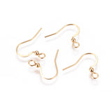 PVD Vacuum Plating 304 Stainless Steel French Earring Hooks, Flat Earring Hooks, with Horizontal Loop, Golden, 16x16.5x2.5mm, Hole: 2mm, 22 Gauge, Pin: 0.6mm, 20pc/Set