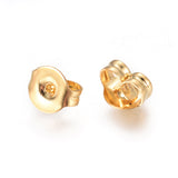 PVD Vacuum Plating 304 Stainless Steel Ear Nuts, Butterfly Earring Backs for Post Earrings, Golden, 4.5x5x3mm, Hole: 0.7mm, 100pc/Set