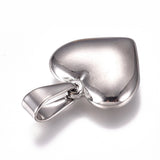 304 Stainless Steel Pendants, Heart, Stainless Steel Color, 19.5x20x5.5mm, Hole: 7x3mm, 10pcs/Set