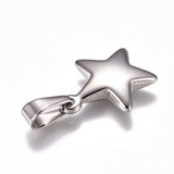 304 Stainless Steel Pendants, Star, Stainless Steel Color, 23.5x20x5mm, Hole: 10x4.5mm, 10pcs/Set