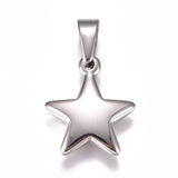 304 Stainless Steel Pendants, Star, Stainless Steel Color, 23.5x20x5mm, Hole: 10x4.5mm, 10pcs/Set