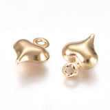 304 Stainless Steel Charms, Heart, Golden, 8.5x6x3mm, Hole: 1mm, 100pc/Set