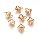 304 Stainless Steel Charms, Heart, Golden, 8.5x6x3mm, Hole: 1mm, 100pc/Set