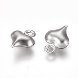 Tarnish Resistant 304 Stainless Steel Charms, Heart, Stainless Steel Color, 8.5x6x3mm, Hole: 1mm, 100pc/Set