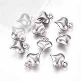 Tarnish Resistant 304 Stainless Steel Charms, Heart, Stainless Steel Color, 8.5x6x3mm, Hole: 1mm, 100pc/Set