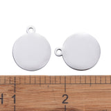 304 Stainless Steel Pendants, Manual Polishing, Blank Stamping Tags, Flat Round, Stainless Steel Color, 23x20x1.8mm, Hole: 2mm, 5pcs/Set