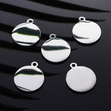 304 Stainless Steel Pendants, Manual Polishing, Blank Stamping Tags, Flat Round, Stainless Steel Color, 23x20x1.8mm, Hole: 2mm, 5pcs/Set