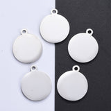 304 Stainless Steel Pendants, Manual Polishing, Blank Stamping Tags, Flat Round, Stainless Steel Color, 23x20x1.8mm, Hole: 2mm, 5pcs/Set