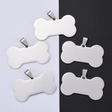 304 Stainless Steel Pendants, Manual Polishing, Stamping Blank Tag, Dog Bone, Stainless Steel Color, 22x40x1.8mm, Hole: 8.5mm, 5pcs/Set