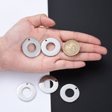 Tarnish Resistant 304 Stainless Steel Pendants, Manual Polishing, Stamping Blank Tag, Circle Ring, Stainless Steel Color, 30x1.8mm, Hole: 1.6mm, 5pc/Set