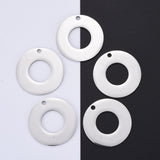 Tarnish Resistant 304 Stainless Steel Pendants, Manual Polishing, Stamping Blank Tag, Circle Ring, Stainless Steel Color, 30x1.8mm, Hole: 1.6mm, 5pc/Set