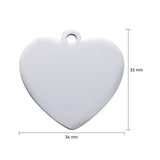 Tarnish Resistant 304 Stainless Steel Pendants, Manual Polishing, Blank Stamping Tags, Heart, Stainless Steel Color, 33x34x1.8mm, Hole: 2.8mm, 5pc/Set