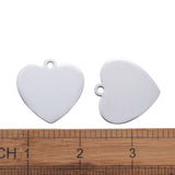 Tarnish Resistant 304 Stainless Steel Pendants, Manual Polishing, Blank Stamping Tags, Heart, Stainless Steel Color, 33x34x1.8mm, Hole: 2.8mm, 5pc/Set