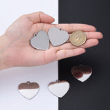 Tarnish Resistant 304 Stainless Steel Pendants, Manual Polishing, Blank Stamping Tags, Heart, Stainless Steel Color, 33x34x1.8mm, Hole: 2.8mm, 5pc/Set