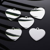 Tarnish Resistant 304 Stainless Steel Pendants, Manual Polishing, Blank Stamping Tags, Heart, Stainless Steel Color, 33x34x1.8mm, Hole: 2.8mm, 5pc/Set