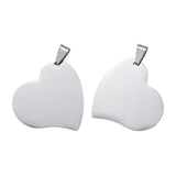 Tarnish Resistant 304 Stainless Steel Pendants, Manual Polishing, Stamping Blank Tag, Heart, Stainless Steel Color, 32x33x1.8mm, 5pc/Set