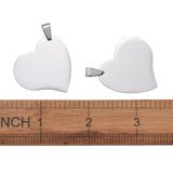 Tarnish Resistant 304 Stainless Steel Pendants, Manual Polishing, Stamping Blank Tag, Heart, Stainless Steel Color, 32x33x1.8mm, 5pc/Set