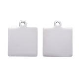 Tarnish Resistant 304 Stainless Steel Pendants, Manual Polishing, Blank Stamping Tags, Double Side Polished, Square, Stainless Steel Color, 25x20x1.8mm, Hole: 2.5mm, 5pc/Set
