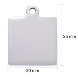 Tarnish Resistant 304 Stainless Steel Pendants, Manual Polishing, Blank Stamping Tags, Double Side Polished, Square, Stainless Steel Color, 25x20x1.8mm, Hole: 2.5mm, 5pc/Set