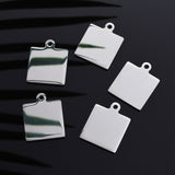 Tarnish Resistant 304 Stainless Steel Pendants, Manual Polishing, Blank Stamping Tags, Double Side Polished, Square, Stainless Steel Color, 25x20x1.8mm, Hole: 2.5mm, 5pc/Set