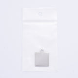 Tarnish Resistant 304 Stainless Steel Pendants, Manual Polishing, Blank Stamping Tags, Double Side Polished, Square, Stainless Steel Color, 25x20x1.8mm, Hole: 2.5mm, 5pc/Set