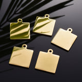 304 Stainless Steel Pendants, Manual Polishing, Blank Stamping Tags, Double Side Polished, Square, Golden, 25x20x1.8mm, Hole: 2.2mm, 5pc/Set