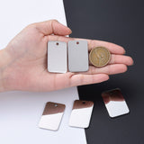 Tarnish Resistant 304 Stainless Steel Pendants, Manual Polishing, Blank Stamping Tags, Rectangle, Stainless Steel Color, 40x25x1.8mm, Hole: 3mm, 5pc/Set