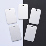 Tarnish Resistant 304 Stainless Steel Pendants, Manual Polishing, Blank Stamping Tags, Rectangle, Stainless Steel Color, 40x25x1.8mm, Hole: 3mm, 5pc/Set