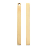 304 Stainless Steel Four Sides Engraved Pendants, Manual Polishing, Literature Art Pendants, Manual Polishing, Blank Stamping Tags, Bar, Golden, 50x5x5mm, Hole: 2mm, 5pc/Set