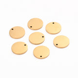 Ion Plating(IP) 304 Stainless Steel Charms, Polished, Stamping Blank Tag, Laser Cut, Flat Round, Golden, 10x1mm, Hole: 0.8mm, 10pc/Set