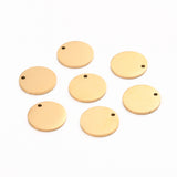 Ion Plating(IP) 304 Stainless Steel Charms, Polished, Stamping Blank Tag, Laser Cut, Flat Round, Golden, 12x1mm, Hole: 1.2mm, 10pc/Set