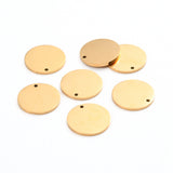 Ion Plating(IP) 304 Stainless Steel Charms, Polished, Stamping Blank Tag, Laser Cut, Flat Round, Golden, 15x1mm, Hole: 1.2mm, 10pc/Set