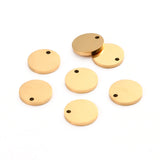 Ion Plating(IP) 304 Stainless Steel Charms, Polished, Stamping Blank Tag, Laser Cut, Flat Round, Golden, 8x1mm, Hole: 0.8mm, 10pc/Set