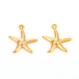 304 Stainless Steel Pendants, Starfish, Golden, 17.5x15.5x2mm, Hole: 1mm, 10pc/Set