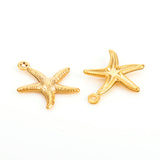 304 Stainless Steel Pendants, Starfish, Golden, 17.5x15.5x2mm, Hole: 1mm, 10pc/Set