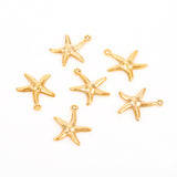 304 Stainless Steel Pendants, Starfish, Golden, 17.5x15.5x2mm, Hole: 1mm, 10pc/Set