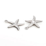 Non-Tarnish 304 Stainless Steel Pendants, Starfish, Stainless Steel Color, 17.5x15.5x2mm, Hole: 1mm, 10pc/Set