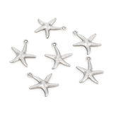 Non-Tarnish 304 Stainless Steel Pendants, Starfish, Stainless Steel Color, 17.5x15.5x2mm, Hole: 1mm, 10pc/Set