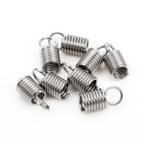 Tarnish Resistant 201 Stainless Steel Terminators, Coil Cord Ends, Stainless Steel Color, 10.8x5mm, Hole: 3.5mm, Inner Diameter: 3.5mm, 10pc/Set