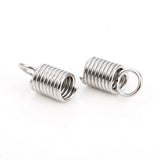 Tarnish Resistant 201 Stainless Steel Terminators, Coil Cord Ends, Stainless Steel Color, 10.8x5mm, Hole: 3.5mm, Inner Diameter: 3.5mm, 10pc/Set